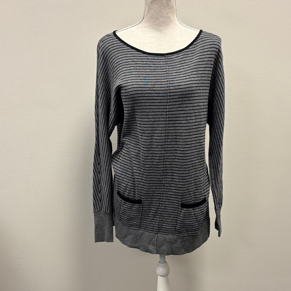 Halogen Black and Gray Striped Knit